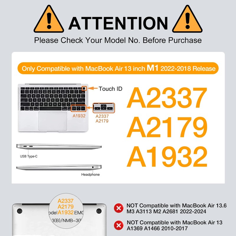 MOSISO Compatible with MacBook Air 13 inch Case 2022, 2021-2018
