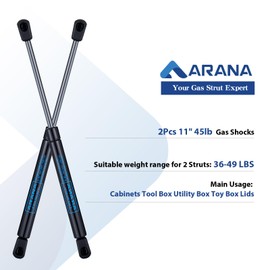 ARANA 11" Gas Strut 45lb/200N, 11" Gas Shocks Lift Support for UWS Toolbox Lid, Husky Tool Box, Truck Camper Shell, Utility Box Lids, Set of 2