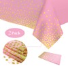 2Pcs Disposable Pink and Gold Dot Confetti Party Table Cloth