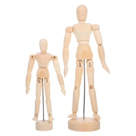 Operitacx 2pcs Wooden Artist Mannequin Articulated Joints for Realistic Posing DIY Drawing Sketching Educational Art Projects