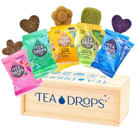 Tea Drops Organic Tea Box: Perfect Bagless Variety Sampler 25 Count - Naturally Sweetened - Ideal for Gifting - Citrus Ginger, Blueberry Acai, Rose Earl Grey, Sweet Peppermint & Matcha Green Flavors