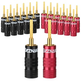 Flex Pin Colorback Banana Plugs for Spring Loaded Speaker Terminals,12 Pairs,24K Gold Plated Plugs