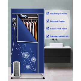 KASYDoFF Clothes Dryer, 1600W-110V Portable Clothes Dryer, 67Inch-3 Tier Foldable Clothes Dryers Rack, Energy Saving Portable Dryer for Apartment, Indoor, Travel, RV