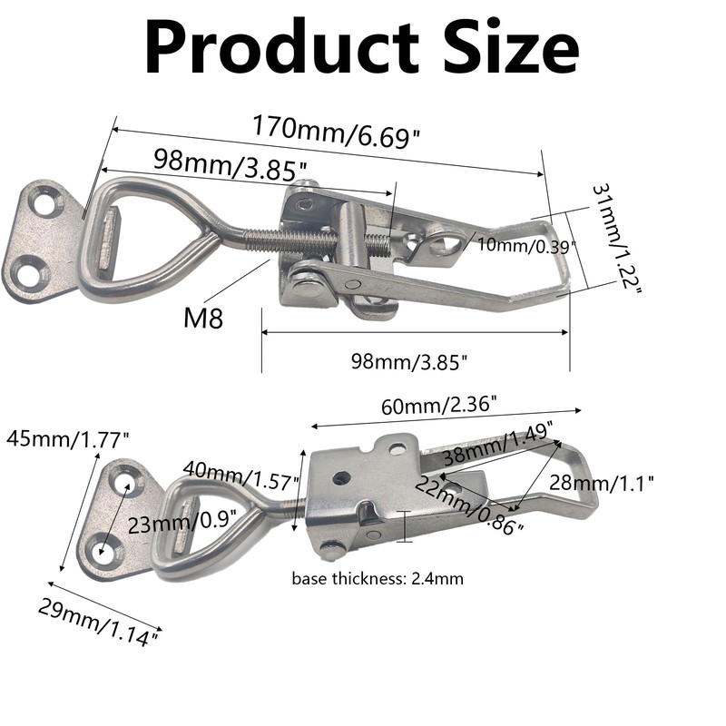 Runseaway 2Pcs Adjustable Toggle Latch Clamp with Lock Hole, Heavy