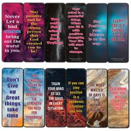 Encouraging Positive Quotes During Pandemic Series 2 Bookmarks (12-Pack) - Awesome Bookmarks Collection – Cool Stocking Stuffers for Men Women - Gift Token Rewards Incentives for Bookworms