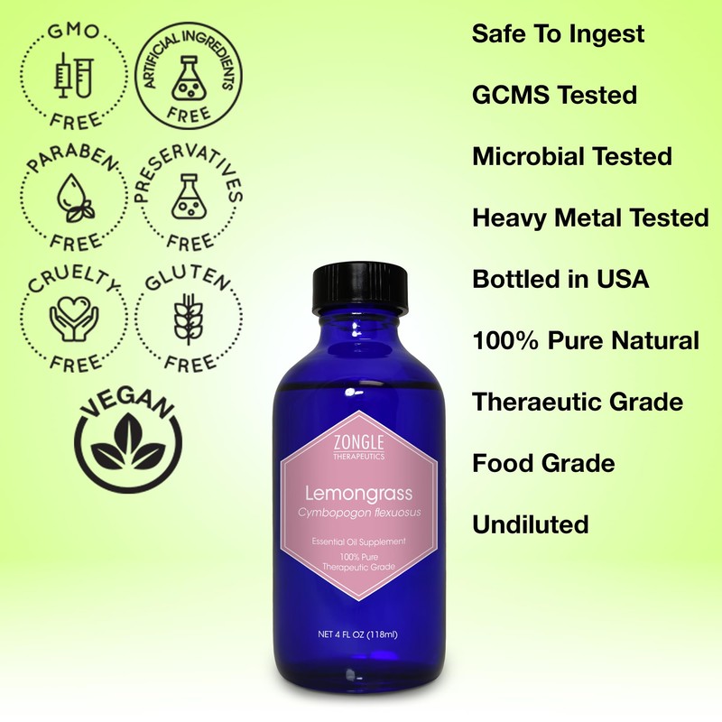 Lemongrass Essential Oil, Food Grade, Edible – 100% Pure, Lemongrass