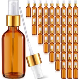 Maxcheck 50 Pcs 2 oz Glass Spray Bottles Small Spray Bottle Mini Travel Empty Fine Mist Spray Bottles Misting Spray Bottles for Essential Oils Hair, Perfume, Plants (Brown)