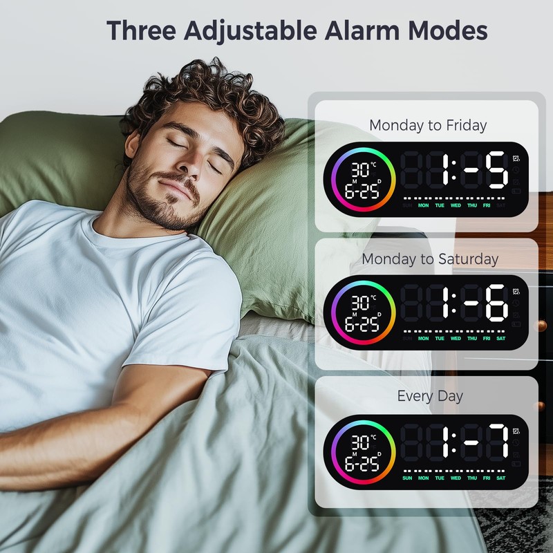 Vinabo Digital Alarm Clock with 7 Color Night Light, 4