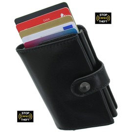 VISCONTI Enzo Collection Leather Wallet with Sliding Card Mechanism RFID ENZ80 Black Shadow
