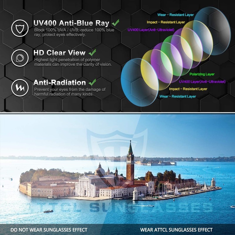 ATTCL Men's Sunglasses Sports Polarised Driving Fishing Golf Sports Glasses