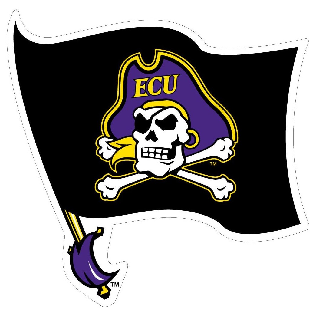East Carolina Pirates 3" Black Logo Flag Vinyl Auto Decal