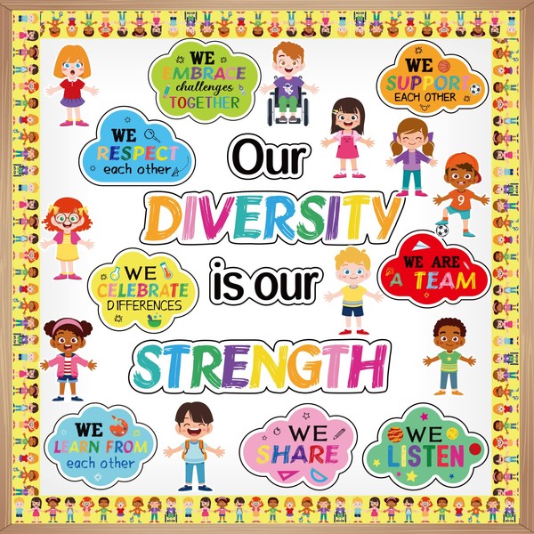 Diversity Bulletin Board Decoration Set Diverse Students Borders Cutouts for
