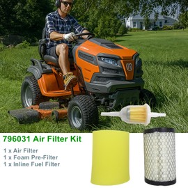 796031 Air Filter Kit with Pre-Filter & Fuel Filter for Briggs Stratton, John Deere D100-D140 E100-E130, Husqvarna YTH YTA TS Mowers, Replaces for MIU14395 GY21435 591334 691035 Engine Tune-Up
