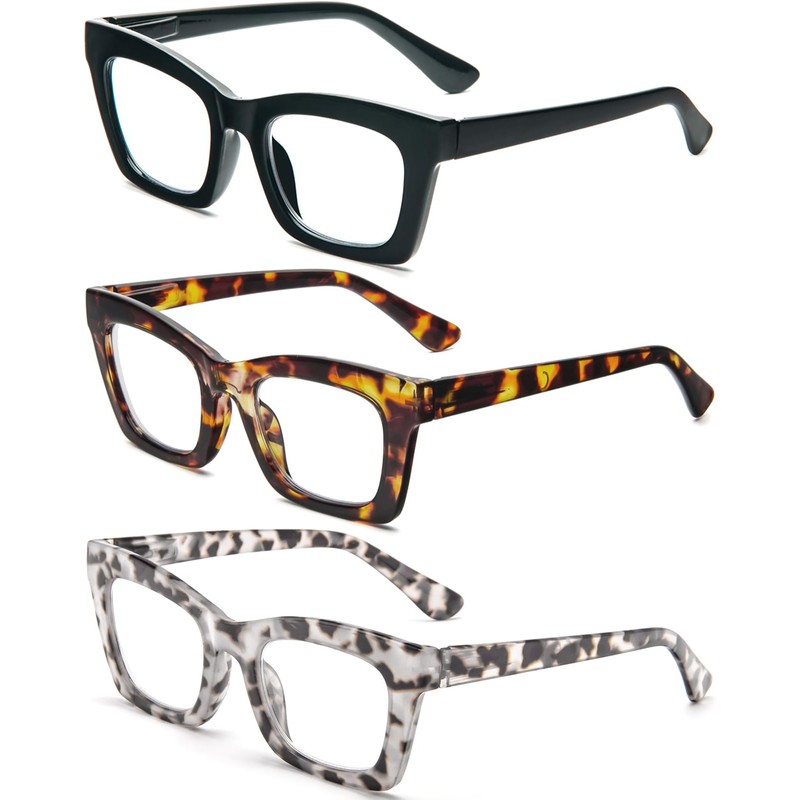 REAVEE 3 Pack Oprah Style Reading Glasses for Women Blue