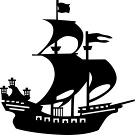 Pirate Ship Vinyl Decal Sticker for Car/Window/Wall (White Matt)