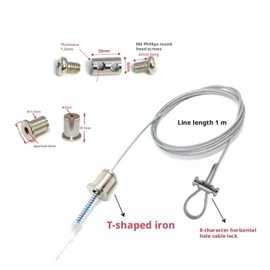 Set of 2 Hanging Set Stabilisation for Shower Rails, Wire Rope, Rods with Stainless Steel Wire Rope, Rope Suspension Installation Kit, Wire Rope Trellis Set, Individually Adjustable, Length 1000 mm