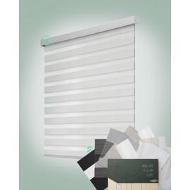 Yoolax Motorized Zebra Blinds, Remote Zebra Shades for Indoor Windows, Motorized Blinds with Remote Light Control Horizontal Window Blinds, Fabric Samples (Multi-Color)