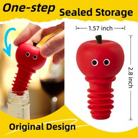 JCJCJC Silicone Wine Bottle Stopper, Reusable Saver to Keep Wine Sealed/Fresh, Fun Stoppers with Cute Design and Bright Colors, Great Choices for Wine Lovers - Standard Bottles Are Applicable (Pink)