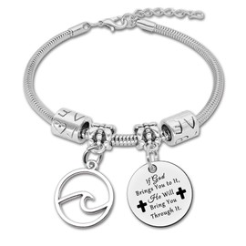 Christian Gifts for Women Religious Bracelets Baptism Gifts for Women Faith Gifts First Communion Gifts Christmas Birthday Gifts Bible Verse Gifts if God Brings You to It He Will Bring You Through It