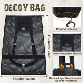 CSOKRE Mesh Decoy Bag, [3th Gen Extra Large /47in x 31in] Decoy Bags [Adjustable Shoulder Straps and Waist Belt ] For Duck Turkey Waterfowl Pigeon Goose,For Hunting Gear Backpack Supplies Accessories
