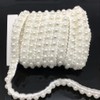 FQTANJU 5 Yards Faux Pearls Lace Ribbon Applique Pearl Fringe