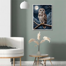 QAZWSX Owl Diamond Art Kits for Adults, Owl DIY 5D Round Full Drill Diamond Painting, Animals Gem Art Kits for Home Wall Decor, Bird Diamond Dots Kit 12x16 Inch