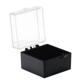 Gary Plastic Packaging Clear Hard Plastic Hinged Lid Box with Black Bottom, Keepsake Storage Box and Display Case, 1" L x 1" W x 3/4 H, 50 Boxes, Made in USA