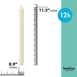 BOLSIUS Ivory Candlesticks Bulk Pack 50 Count - Unscented Dripless 11.5 Inch Household & Dinner Candle Set - 12+ Burn Hours - Premium European Quality - Consistent Smokeless Flame - 100% Cotton Wick