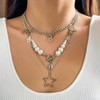 3Pcs Y2k Layered Star Pearl Necklace Sets for Women Teen