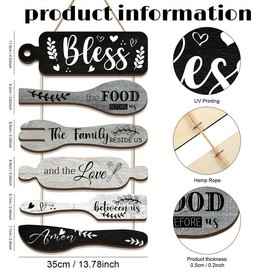 Wooden Kitchen Wall Decor, 1 Count Farmhouse Kitchen Wall Sign with Rope, Housewarming Gift, Home Wall Hanging Decor