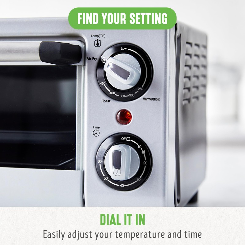 GreenLife Countertop Toaster Oven Air Fryer Stainless Steel, Healthy Ceramic