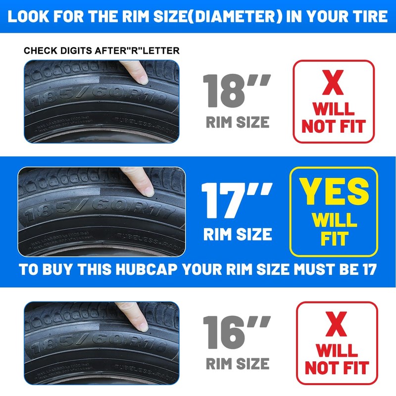 17 Inch Hubcaps Wheel Covers, Universal Hub Caps Set of