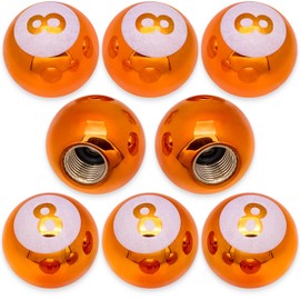 MEAJOO 8PCS 8 Ball Style Tire Valve Stem Caps, Universal Copper Core Dustproof Tire Valve Stem Covers for Cars, SUV, Trucks, Bikes, Motorcycles, Bicycles(Orange)