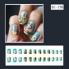 Green Press On Nails Short Square Fake Nails With Easter