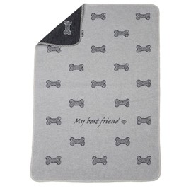 David Fussenegger Dog Blanket 'My Best Friend/Bone Allover 70 x 90 cm Light Grey