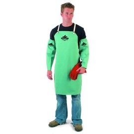 MCR Safety 39136 36-Inch Flame Resistant Cotton Fabric Welding Bib Apron, Green, 1-Pair