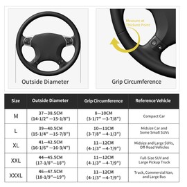 Suede Leather Steering Wheel Cover - DIY Stitch-On Wrap with Needle & Thread (Multiple Thread Colors), Breathable Cowhide, Non-Slip Grip, Fits 18-19 Inch, Comfortable & Durable for Year-Round Use