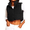 ELLEVEN Corduroy Cropped Puffer Vest for Women High Stand Collar
