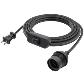 FIRMERST 15FT Outdoor E26/E27 Light Socket with Plug and IP44 Rated Inline Waterproof On/Off Switch, Hanging Light, Black