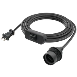 FIRMERST 15FT Outdoor E26/E27 Light Socket with Plug and IP44 Rated Inline Waterproof On/Off Switch, Hanging Light, Black