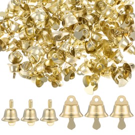 100pcs Mini Gold Bells Small Bells for Crafts 50PCS 0.43 Inch and 50PCS 0.55 Inch Bells for Crafting Ringing at Wedding Decoration Vintage Bells for Craft Making and Favor Decorating