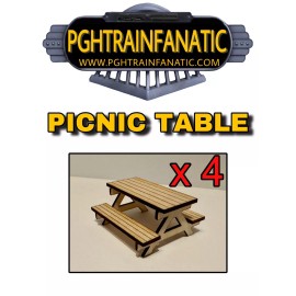 PTF DESIGNS O Scale PICNIC TABLE ( Set Of 4) Laser Cut Unfinished /PTF Designs