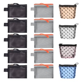 14Pcs Mini Zipper Mesh Bags, 6 Colors Small Zipper Pouch for Travel, Portable Nylon Makeup Pouch Small Mesh Bag Small Cosmetic Bag Small Makeup Pouch Clear Coin Purse for Keys Lipstick Cards