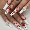 24 PCS Press on Nails Red 3D Kitty Cat Fake