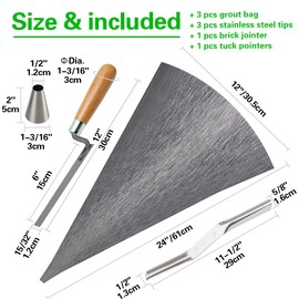 Tahikem 3 Pack Tile Grout Masonry Mortar Bag, 30 x 60 cm Heavy Duty Cement Sealer Bag, Grout Bag with Metal Tip, Mortar Bag Masonry, Grout Bag for Tile Installation, Grouting Bag (12x24 inch, Grey)