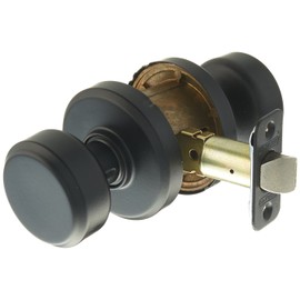 Schlage F10-BWE-GSN Bowery Passage Door Knob with Decorative Greyson Rose from t, Matte Black