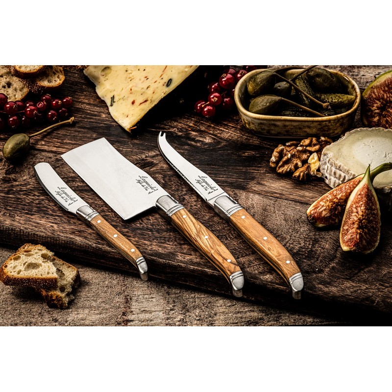 Laguiole Style de Vie Käsemesser Luxury Line, 3-teilig, Olivenholz
