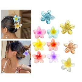 10pcs Pinzas para El Cabello con Flores,Pinzas para Hawaianas Grandes Bonitas y Coloridas de Sujeción Fuerte y Antideslizantes para Cabello Grueso Acc