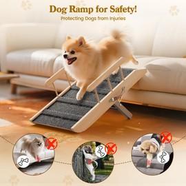 Dog Ramp for Bed Couch, Pet Ramp for Small Medium Old Dogs Cats with 10 Adjustable Heights from 5.91" to 19.69", 47" Long Portable Non-Slip Dog Bed Ramp for High Bed, Couch, Hold up to 200 LBS
