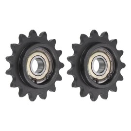 uxcell #35 Chain Idler Sprocket, 10mm Bore 3/8" Pitch 15 Tooth Sprocket Tensioner, C45 Carbon Steel 35 Roller Chain Sprocket with Bearing for ISO 06C Chain, 2Pcs